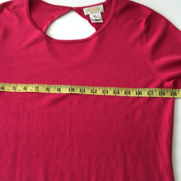 Talbots fuschia pink sweater back opening with rhinestone 3/4 sleeve M  … - Picture 4 of 8